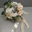 White Bridal Bouquet for Bride, 9Inch Ivory Wedding Bouquets for Bride, Artificial Roses Flowers Wedding Decoration