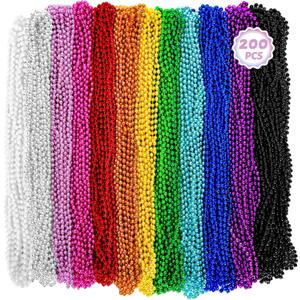Huskein 200PCS Mardi Gras Beads, 33" Bead Necklace, Colorful Mardi Gras Accessories, Women Men Party Beads Parade Throws Bulk for Christmas Pirate Baby Shower Carnival Birthday Party Supplies Decor