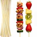 Barbecue Skewers (50 Pack), 12 Inch Natural Bamboo Skewers, 5 mm Wooden Skewers for Carmel BBQ Cotton Candy Wood Semi Pointed Lollipop Sticks Barbecue Corn Dog Cake Pops