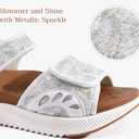 ONCAI Walking Sandals Women,Arch Support Hiking Sandals with Orthotic Outdoor Footbed for Plantar Fasciitis,Water Athletic Platform Sandalias Mujer with 3 Adjustable Strap (US Size 6-12) (8, Glitter White/Khaki)