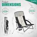 SUNNYFEEL Folding Low Camping Beach Chair 2 Pack, Lightweight Portable Lawn Chair with Mesh Back, Cup Holder for Outdoor/Travel/Picnic/Concert, Foldable Camp Backpack Chair with Carry Bag, Large