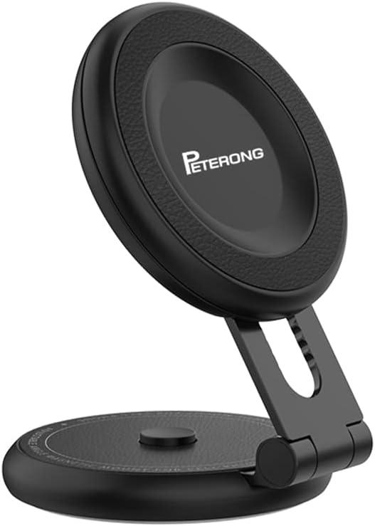 Magnetic Car Phone Holder Mount for Tesla Model 3/Y/Mustang Mach-E Compatible with MagSafe, Car Phone Mount Foldable Invisible Cradle Stand Adhesive 360 for iPhone 16/15/14/13/12 (Black)