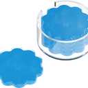 GRAHAM DESIGN Scalloped Acrylic Drink Coaster Set 4Pack with Holder  Blue Minimalist Beverage Coasters, NonSlip Table Protector, Modern Housewarming Gift