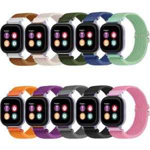 10 Pack Compatible for Gizmo Watch 3 2 1/Gabb Watch 3 2 1/SyncUP Nylon Watch Band - Slider Buckle Braided Breathable Stretchy Strap Wristbands