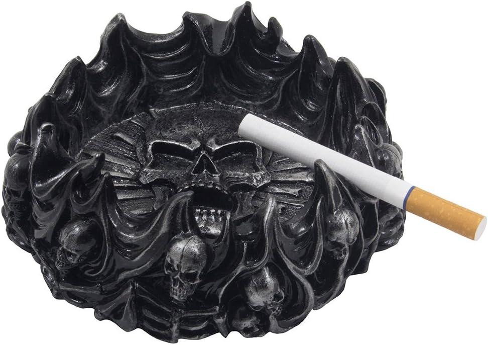Decorative Skulls and Crossbones in Flames Ashtray for Spooky Skeleton Halloween Decorations or Medieval Art Figurines & Gothic Home Decor As Scary Fantasy Gifts