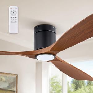 Fanbulous 60" Ceiling Fans with Lights and Remote Control,Modern Flush Mount Ceiling Fan with 3 LED Colors,Outdoor Low Profile Ceiling Fans with 6-Speeds Timer DC Motor for Bedroom Living Room Patio