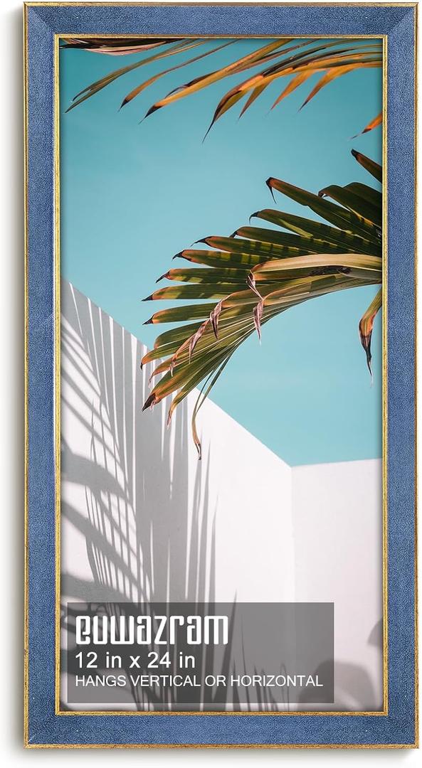 Suede 12x24 Frame - Single Frame, Christmas Elegant Sky Blue 12 x 24 Poster Frame, 12x24 Picture Frame for Artwork Puzzles Photos and Movie Posters