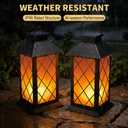 Solar Lanterns Outdoor Waterproof, 2 Pack 13" Metal & Glass Hanging Solar Lantern Lights, Cross Pattern IP46 Decorative Outdoor Solar Lanterns for Patio Table Yard Porch Garden Decor