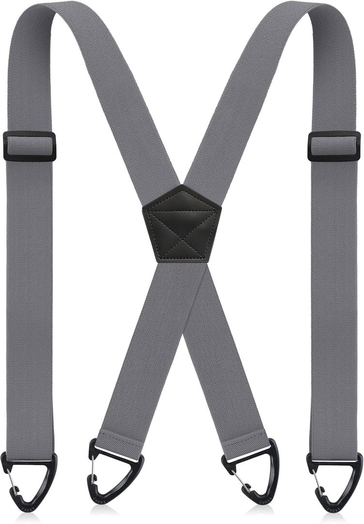 Sintege X Back Hidden Suspender 1.5 Inches Under Clothing Heavy Duty Work Suspenders for Men Women (Gray)