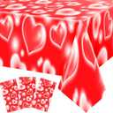 Tudomro 3 Pack 2000s Tablecloth Decoration 54 x 108 Inches Cholo Party Table Cover Y2k Party Decoration Heart Disposable Kpop Table Cloth for Birthday Supplies(Red)