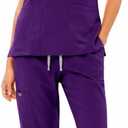 Women's Ultra-Light Medical Scrub Set-130GSM Summer Cooling Fabric-4-Way Stretch, Cargo Pants & V-Neck Top-6-Pocket XXL Purple
