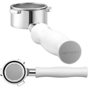 Normcore 54mm Bottomless Portafilter Fits Breville Sage Barista Express Machines, Barista-Grade Naked Espresso Tool, Included 18g Filter Basket, Anodized Aluminum Handle, White