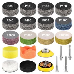 189 PCS 2 Inch Sanding Discs, GOH DODD Hook and Loop Sanding Pads 60 to 10000 Grit Wet Dry Sandpaper with 1/8" 1/4 Shank, Backing Pad, Polishing Pads and Interface Pad for Auto Metal Resin Wood
