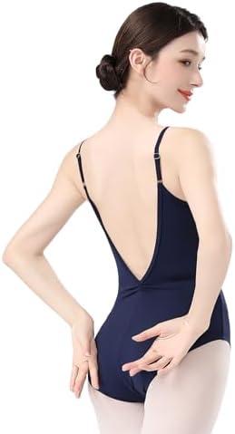 DanceDaily Women Ballet Leotards Spaghetti Strap Professional Dance Leotard/High Cut/Backless/Adjustable straps, Size: XL