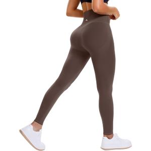 Women's Butt Lifting Leggings Hidden Scrunch Butt Lifting Leggings Seamless High Waisted Workout Yoga Pants (Brown, M)