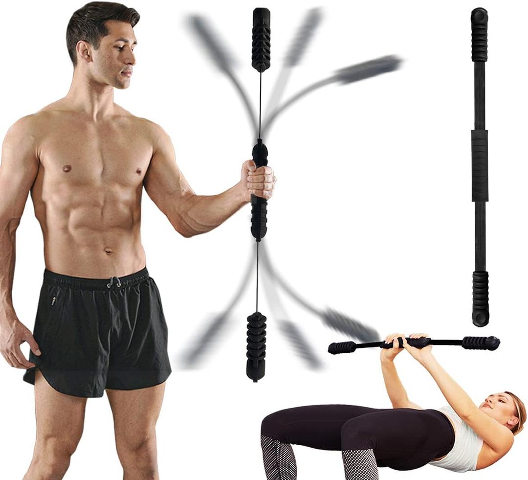 Hotwave Elastic Fitness Bar,Vibration Stick,Body Physical Therapy,Core Strength Training,Power Twister for Arm, Exercise in Home Gym (Black)