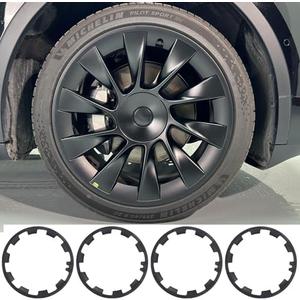 KALOFOR for Tesla Model Y 20 Inch Wheel Rim Protector Hubcaps Induction Wheels Rim Cover Tire Trim Rings Matte Black 4Pcs Model Y Accessories