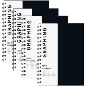 A5 Graph Paper Spiral Notebook 8.5" x 5.7"-4 Pack Grid Notebook Hardcover Notebook 120 Pages 100 GSM Thick Graphing Paper Notebook Hardcover Journal for School, Office, Artist Writing/Drawing
