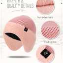 Winter Fleece-Lined Beanie with Earflaps, Warm Windproof Unisex Beanie Hat for Skiing, Hiking & Outdoor Winter Sports (Pink)