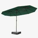 15FT Double Sided Patio Umbrella with Base Included Large Outdoor Market Umbrella with Crank Handle, UV Resistant Canopy, Sturdy Frame for Garden, Poolside, Deck, Forest Green