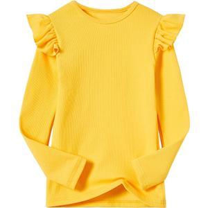 Girls Long Sleeve T-Shirt Cotton Rib Knit T Shirt Toddler Stretch Basic Warm Round Neck Tops 120