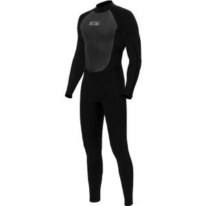 KMT Wetsuit for Men, Mens 3/2mm Wetsuits Full Ultraflex Wet Suits Back Zip Keep Warm in Cold Water High-Elasticity CR (Black)