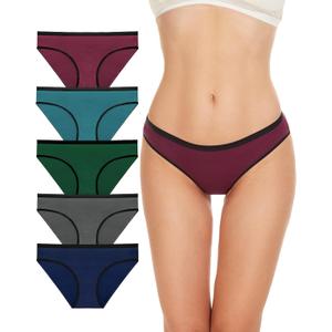 YADIFEN 5 Pack Cotton Underwear for Women Hipster Panties Low Rise Bikini Seamless Comfortable Briefs M