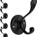 5pcs Black Coat Hooks Wall Mounted Coat Hooks Farmhouse Matte Black Wall Hooks with Screws Metal Matte Black Towel Hooks for Bathrooms Entryway Hooks for Hanging Coats, Keys, Hats, Scarves, Robe, Bags