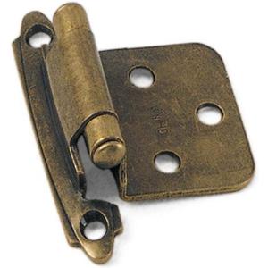 Laurey 28705 No Inset Face Mount Self-Closing Cabinet Hinge, Antique Brass, 2-Pack