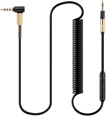 FAAEAL HD598CS Coiled Audio Cable Compatible for Sennheiser HD558 HD518 HD599 HD569 HD579 ATH-M50x M70x Headphones in-line Mic Control Extension Aux Cord 8ft