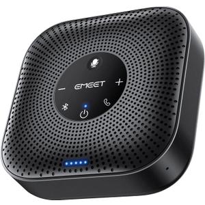 EMEET Conference Speakerphone M0 Plus, 4 AI Mics 360 Voice Pickup, Noise Reduction, USB C Speaker, Bluetooth Conference Speaker for 8 People w/Daisy Chain for 16 Compatible with Leading Software