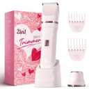 Bikini Trimmer for Women - Painless Electric Razors for Silk Skin,Cordless Body Shaver for Trip,Replaceable Lady Facial Razor, IPX7 Waterproof&Easy Cleaning, Ceramic Blade, Gifts for Women (Pink)