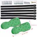 Lawn Aerator Shoes Upgrades Aeration Shoes for Lawn Heavy Strap Spike Shoes for Grass Soil Aerating Spikes Tool (Green)