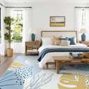 Lahome 8x10 Area Rugs for Living Room - Non-Slip Washable Ultra-Thin Soft Bedroom Rug 8x10 Under Bed, Boho Botanical Print Carpet for Dining Room Office Nursery, Blue