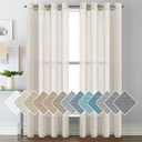 H.VERSAILTEX Natural Linen Sheer Curtains Flax Linen Blended Curtain Panels Living Room Sheer Curtains 84 inches Long 2 Panels, Nickel Grommet Semitransparent Semi-Sheer Soft Privacy Drapes, Natural (52"W x 84"L (Pack of 2))