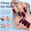 240pcs Burgundy Press on Nails,Square Medium Nails Press ons