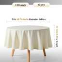BESTVIP 6 Pack 120" Ivory Round Tablecloths | Fits 48"-78" Tables | Polyester Washable Fabric for Wedding, Party, Buffets,Banquet, Restaurant