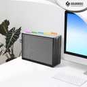 Hanging File Organizer, Letter-Size File Holder Filing Box with 5 Hanging Folders, Metal Mesh Desk File Folder Storage(No Assembly Required) (with 5 Grey Folders)