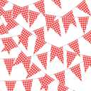 MARFOREVER 164 Ft Red and White Checkered Flag Banner, 80 Pcs Red Plaid Pennant Banner Flag Gingham Picnic Party Decorations for Carnival Birthday Red Checkered Outdoor Indoor 17.7 x 11.8 inches