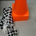 Bedwina Race Car Birthday Party Decorations - (36 Pcs) 12 - 8-Inch Orange Mini Cones for Kids & 24 Black & White Checkered Flags on Sticks - Race Car Themed Birthday Party Decor & Centerpiece Supplies