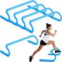 5 Pcs Speed Agility Training Hurdles Detachable Durable Equipment Plyometric and All Purpose Speed Training Hurdle Equipment for Athletes Soccer Basketball (6 Inch, Blue)