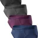 DAVID ARCHY Men's Briefs Modal No Fly Underwear Support Pouch Soft Comfort Briefs for Men 4 Pack (X-Large, Black/Dark Gray/Navy Blue/Purple)