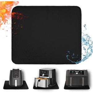Heat Resistant Mat for Air Fryer, 15 x 18in Heat Resistant Mat for Countertop, Fireproof Silicone Countertop Protector Appliance Slider Hot pod for Air Fryer, Coffee Maker, Toaster, Oven (Black)