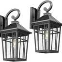 Darkaway Large Outdoor Wall Lights for House, 18inch Exterior Lighting Fixtures 2pcs Wall Mount Outdoor Porch Lights Black Outdoor Sconce Lights with Seeded Glass for Hallway Garage