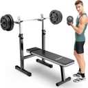 Adjustable Weight Bench Press with Squat Rack Folding Multi-Function Dip Station for Full Body Workout Home Gym Strength