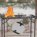 Anbte Folding Grill Table, 3ft Tri-Fold Aluminum Folding Table Adjustable Height Max 27.5" Grill Table with Mesh Desktop, Lightweight, Portable Handle for Outdoor Cooking BBQ Picnic (Black)