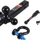 Trailer Hitch Tri-Ball Hitch Mount with Rotatoble Tow Shackle, fits for 2-inch Hitch Receiver, Hitch Lock Pin Included