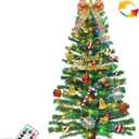 3 Ft Small Christmas Tree with Lights,50 Warm White & Colored Change LED Lights,Remote Control,8 Lighting Modes & Timer,Mini Xmas Tree with 3D Star & 44 Ornaments for Indoor Table Holiday Party Decor (Green)