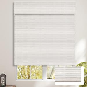 SEEYE Cordless Bamboo Blinds Shades, Light Filtering Bamboo Roller Shades Natural Roman Blind Shade, Roll Up Blind for Windows, Easy to Install for Door, Bedroom, 38" W x 64" H, White
