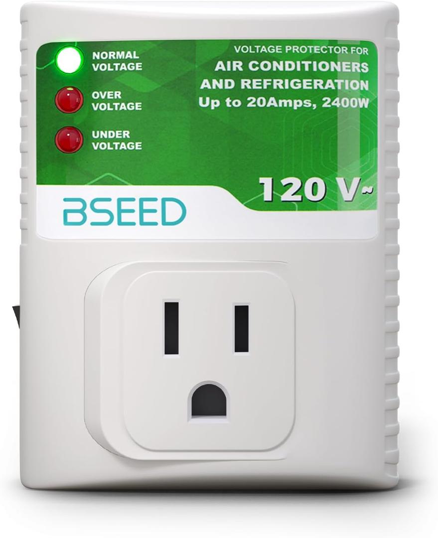 BSEED Surge Protector for Refrigerator, Wall Power Surge Protector Plug in for TV, Computer, Washing Machine, Freezer and Home Appliances, 120VAC, 20Amp, 2400Watts, 1 Pack BSEED Surge Protector for Refrigerator, Wall Power Surge Protector Plug in for TV, Computer, Washing Machine, Freezer and Home Appliances, 120VAC, 20Amp, 2400Watts, 1 Pack